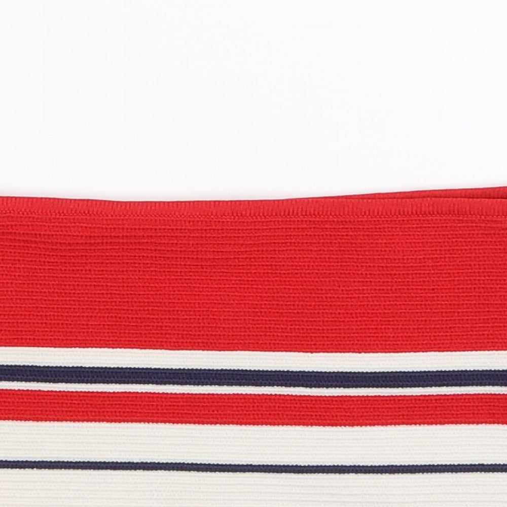 La Hearts Womens Red Striped  Cropped Blouse Size XS