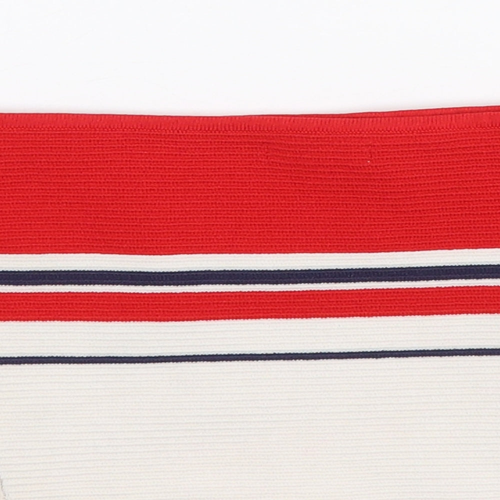 La Hearts Womens Red Striped  Cropped Blouse Size XS