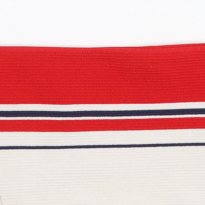 La Hearts Womens Red Striped  Cropped Blouse Size XS