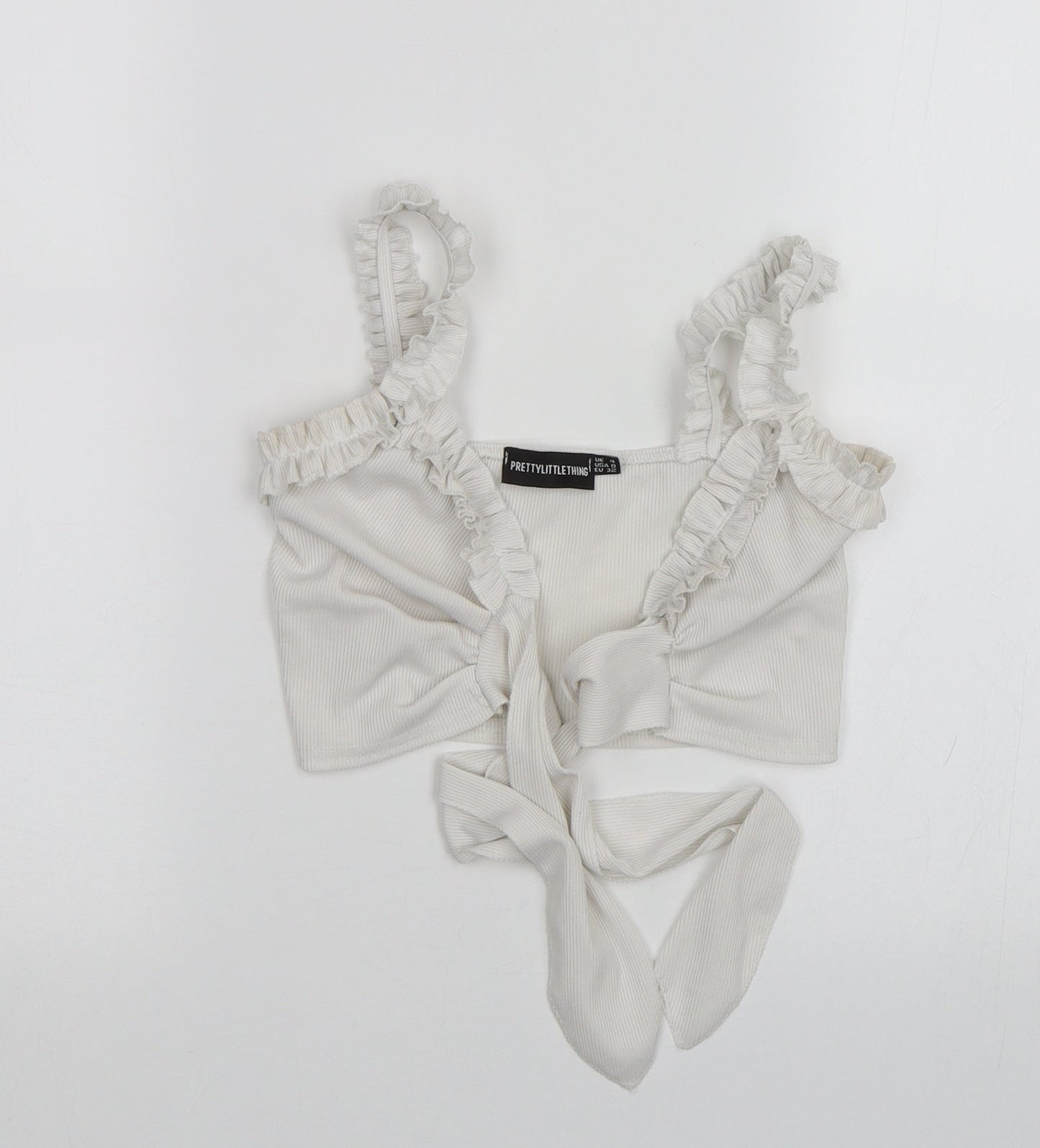 Womens UK Size 4 PRETTYLITTLETHING White Basic Blouse