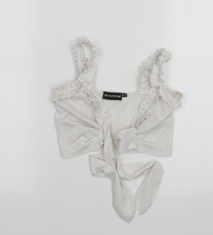 Womens UK Size 4 PRETTYLITTLETHING White Basic Blouse