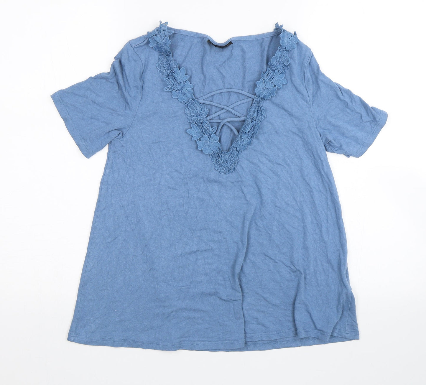 Womens UK Size 8 Topshop Blue Basic Blouse