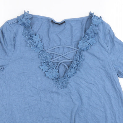 Womens UK Size 8 Topshop Blue Basic Blouse