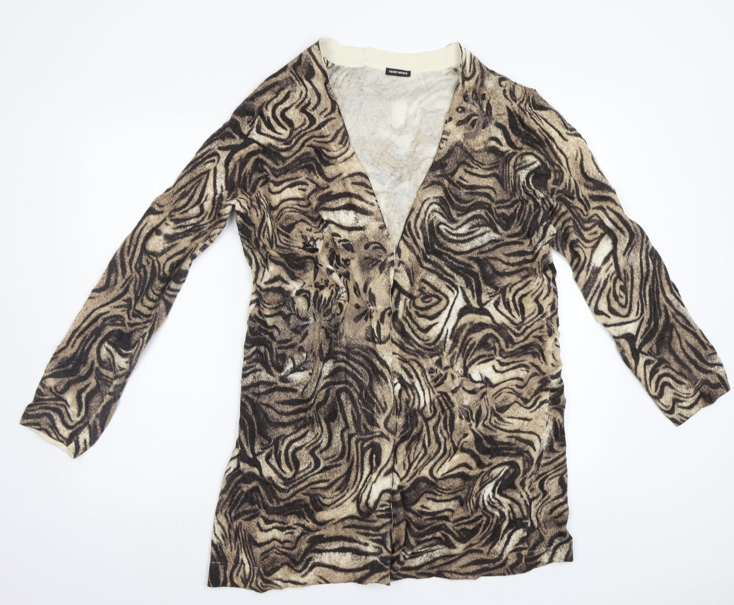 Gerry Weber Womens Brown Animal Print  Cardigan Jumper Size L