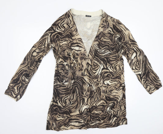 Gerry Weber Womens Brown Animal Print  Cardigan Jumper Size L