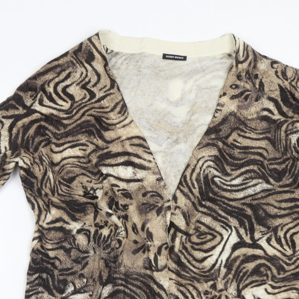 Gerry Weber Womens Brown Animal Print  Cardigan Jumper Size L