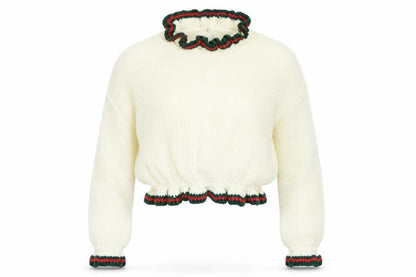 Paris Womens White Striped  Pullover Jumper Size S