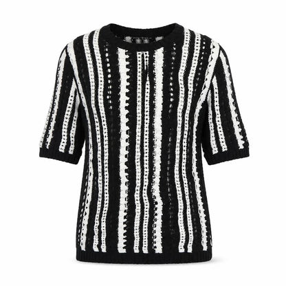 BHM Womens Black Striped  Pullover Jumper Size M