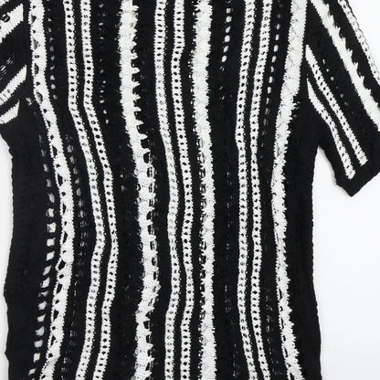 BHM Womens Black Striped  Pullover Jumper Size M