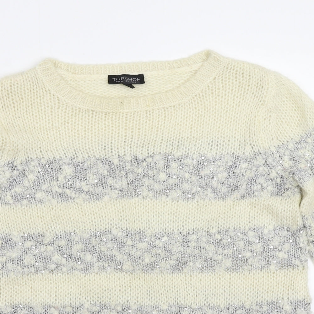 Womens UK Size 8 Topshop Beige Pullover Jumper
