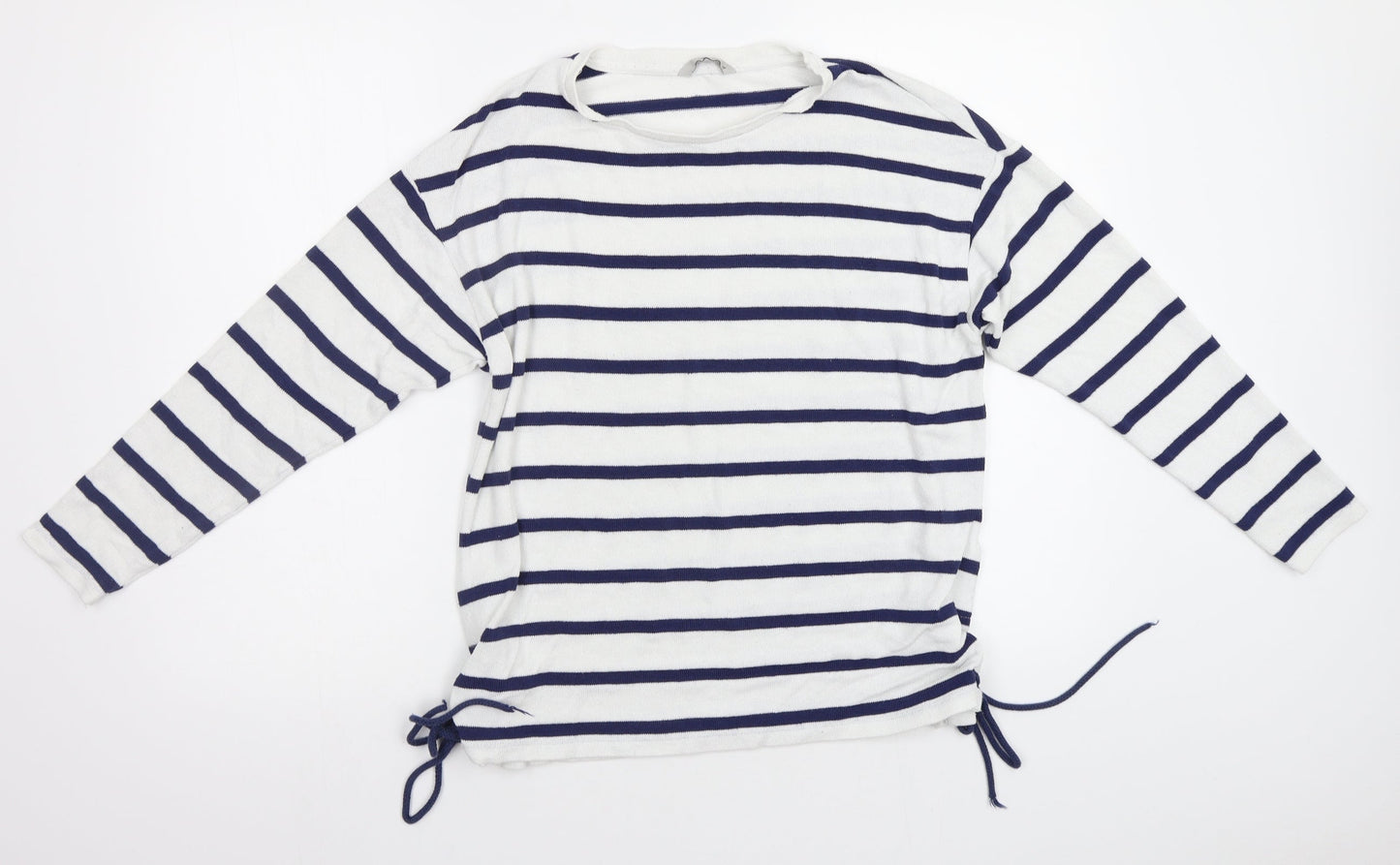 TU Womens White Striped  Pullover Jumper Size 12