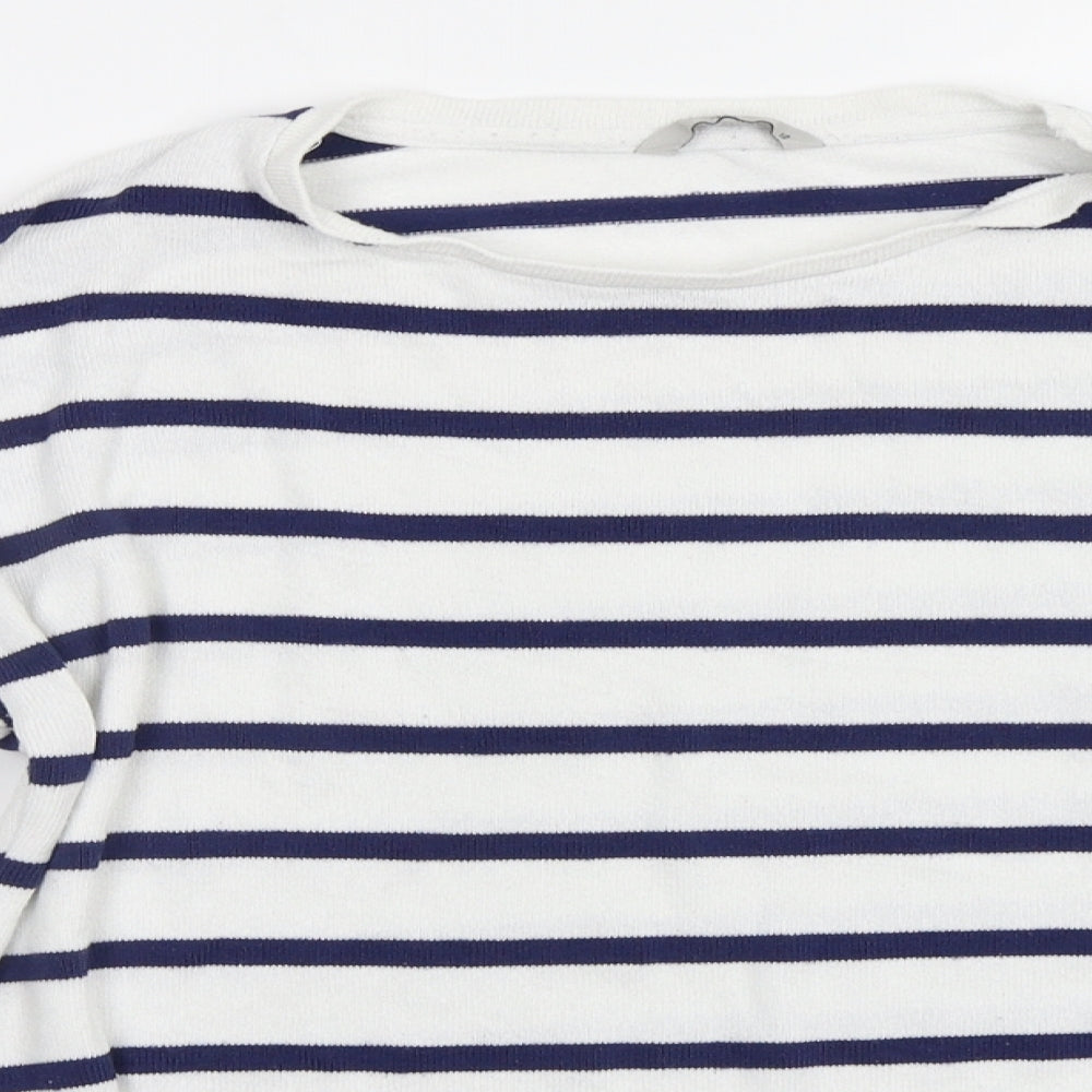 TU Womens White Striped  Pullover Jumper Size 12