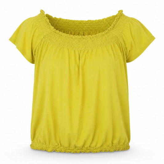 Womens UK Size 12 Papaya Yellow Basic Blouse