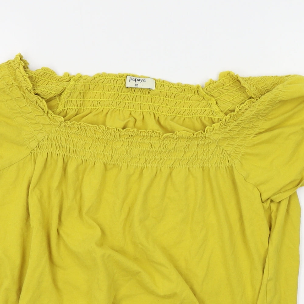 Papaya Womens Yellow   Basic Blouse Size 12