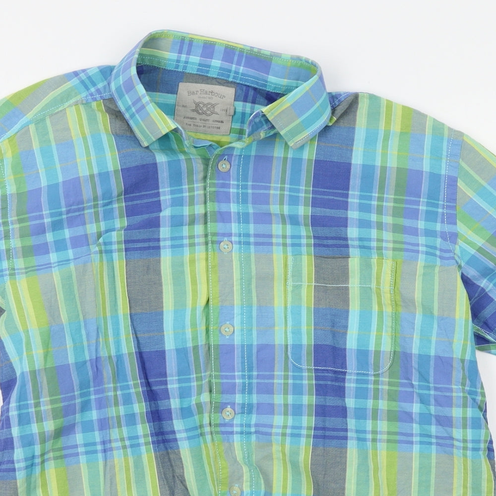 Mens UK Size M Bar Harbour Blue  Button-Up Short Sleeve Casual Shirt