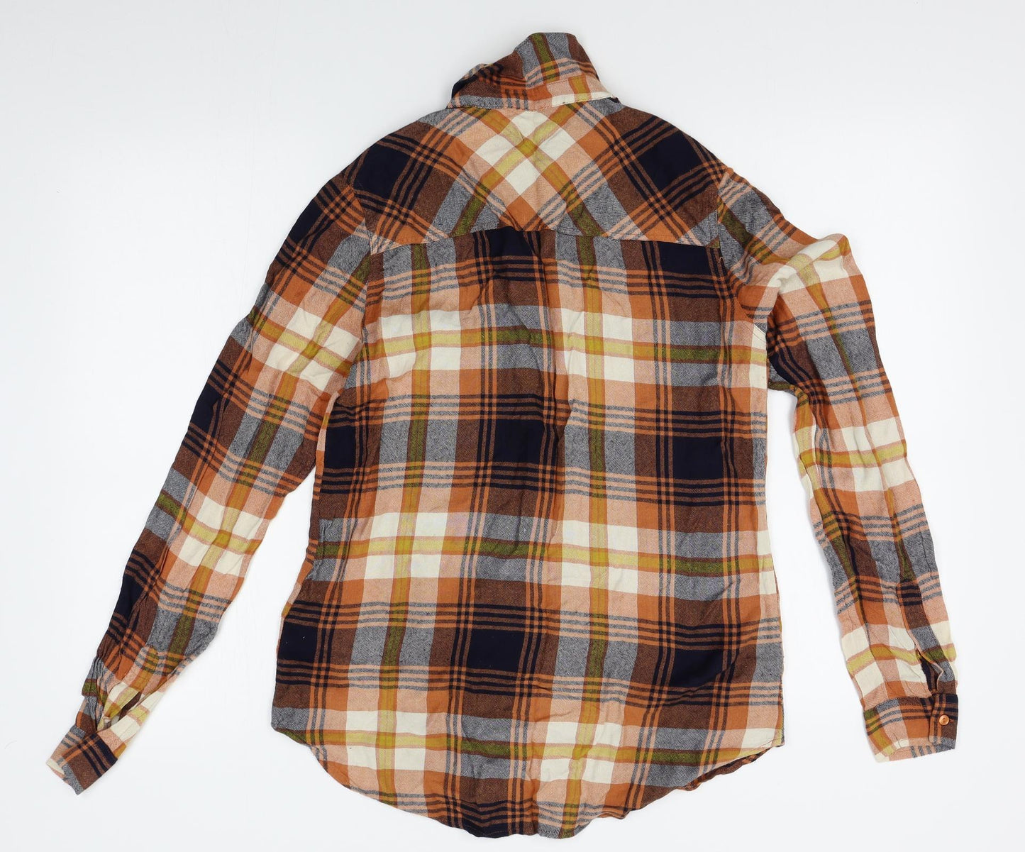 VILA Mens Orange Plaid   Button-Up Size S