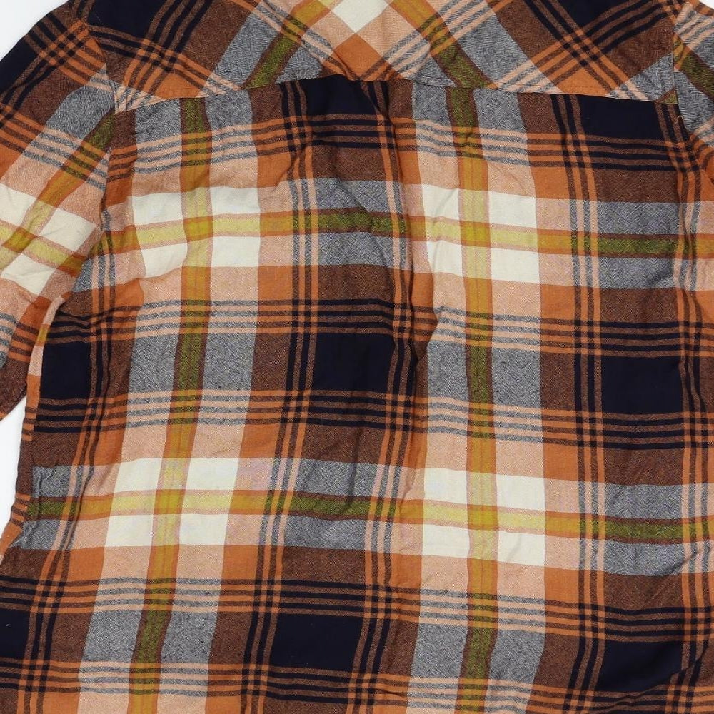 VILA Mens Orange Plaid   Button-Up Size S