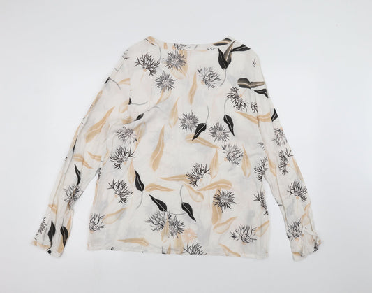 fransa Womens White Floral  Basic Blouse Size M