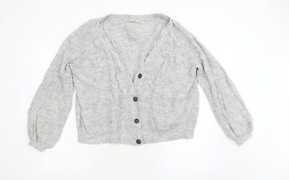Womens UK Size M Papaya Grey Cardigan Jumper