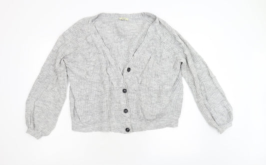 Womens UK Size M Papaya Grey Cardigan Jumper