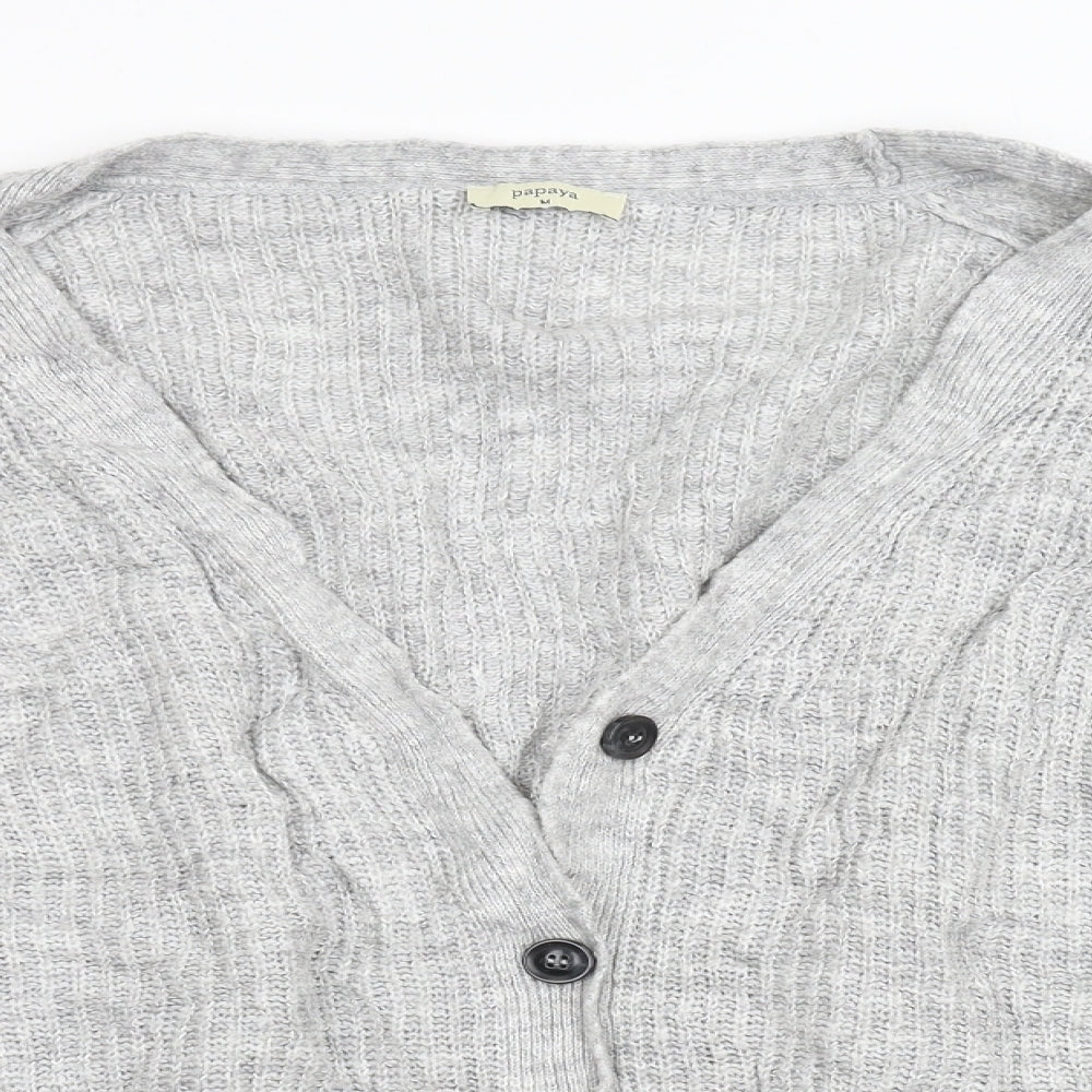 Womens UK Size M Papaya Grey Cardigan Jumper