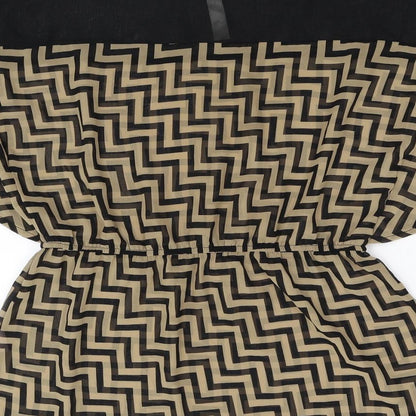 Tini Lili Womens Brown Geometric  Basic Blouse Size M