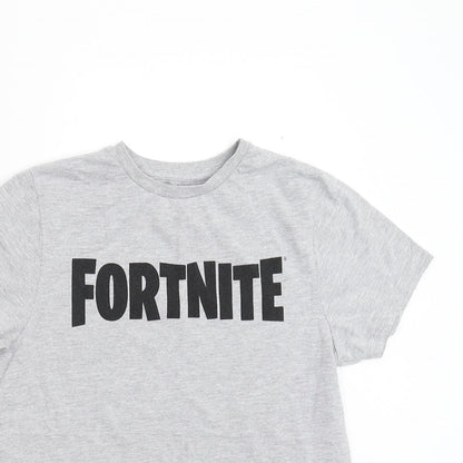 Primark Boys Grey   Basic T-Shirt Size M  - Fortnite