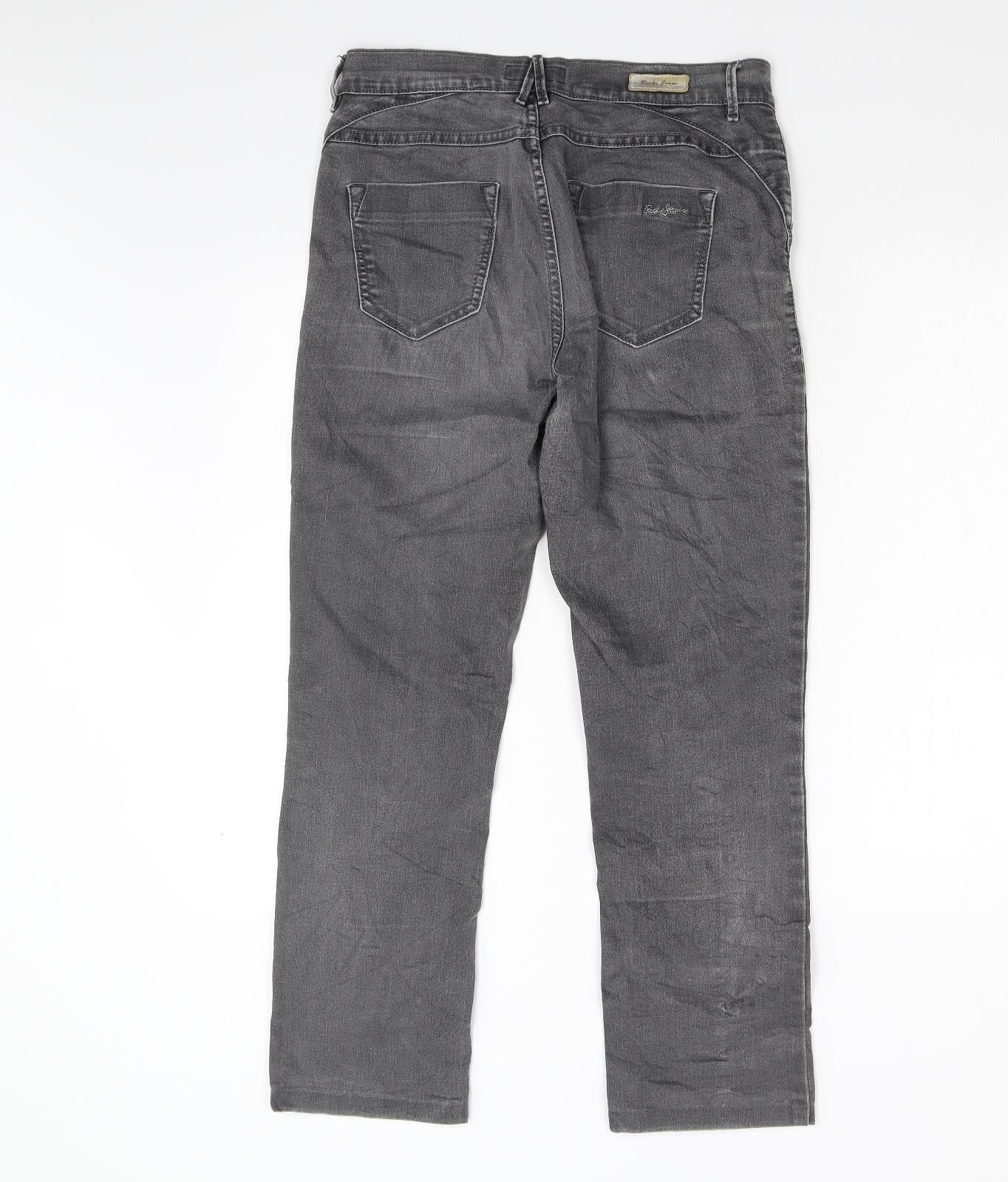 RJ Simply ROCKS Womens Grey  Denim Straight Jeans Size 32 L27 in