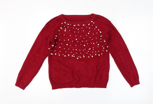 Womens UK Size  Preworn Red Pullover Jumper