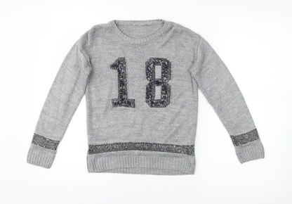 George Girls Grey   Pullover Jumper Size 5-6 Years