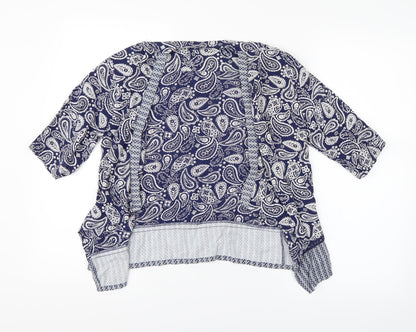 Nutmeg Girls Blue Paisley  Cardigan Jumper Size 9-10 Years