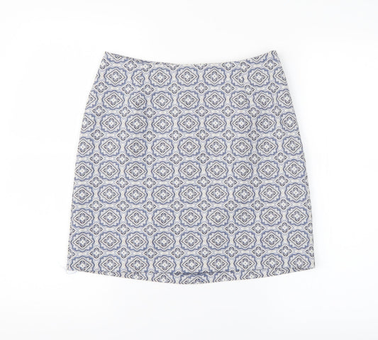 New Look Womens Blue Argyle/Diamond  A-Line Set Size 8