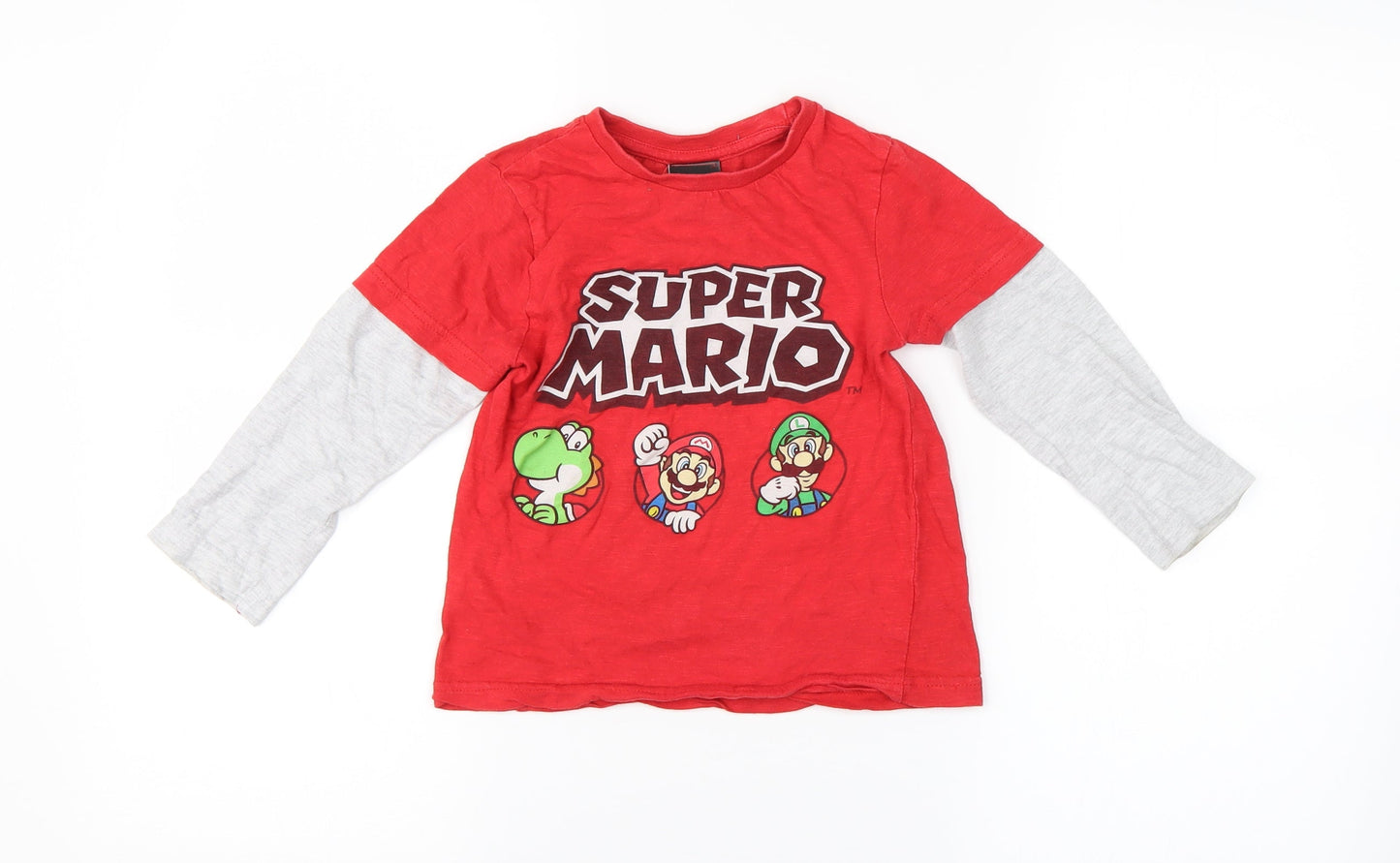 Preworn Boys Red   Basic T-Shirt   - Super Mario