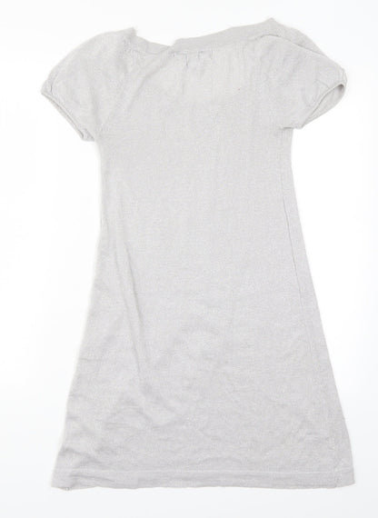 New Look Womens Silver  Knit A-Line  Size 8