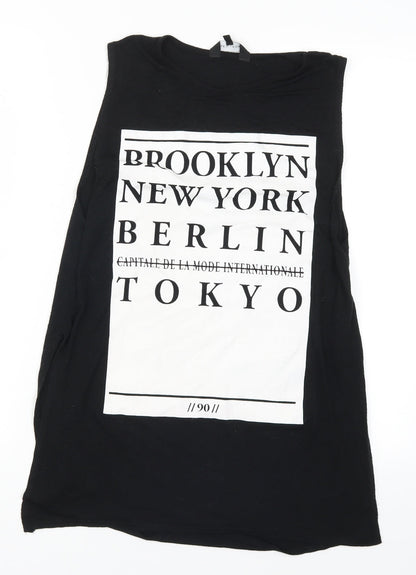 Womens UK Size 8 New Look Black Basic T-Shirt