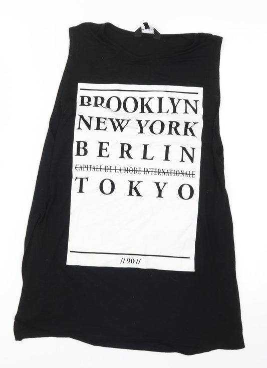 Womens UK Size 8 New Look Black Basic T-Shirt
