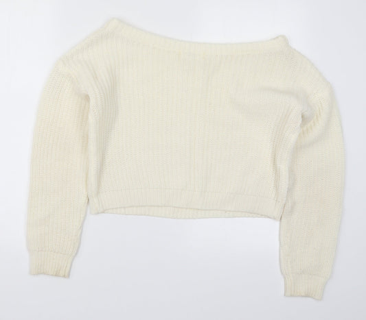 Womens UK Size S Missguided Ivory Pullover Jumper
