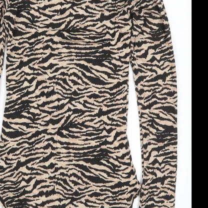 I SAW IT FIRST Womens Brown Animal Print  Bodysuit One-Piece Size 6