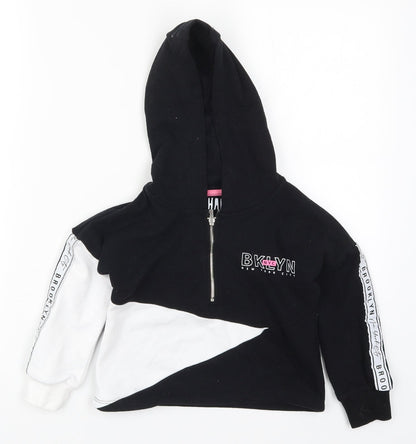 H&M Girls Black Colourblock  Pullover Hoodie Size 4-5 Years  - Brooklyn New York