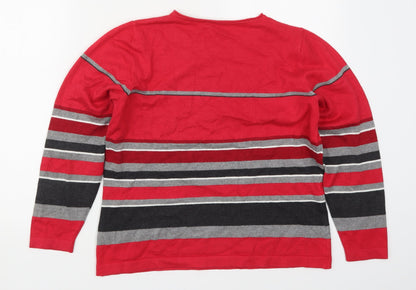 Robal Womens Red Striped  Pullover Jumper Size 16