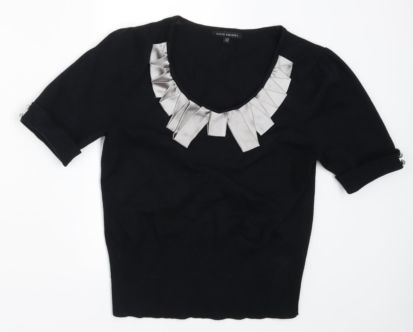 David Emanuel Womens Black  Knit Pullover Jumper Size 12