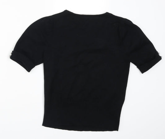 David Emanuel Womens Black  Knit Pullover Jumper Size 12