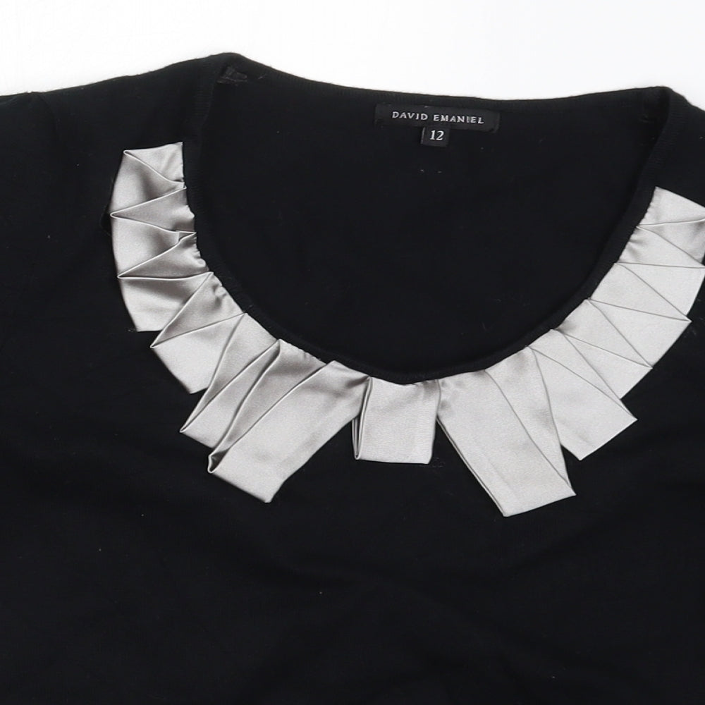 David Emanuel Womens Black  Knit Pullover Jumper Size 12