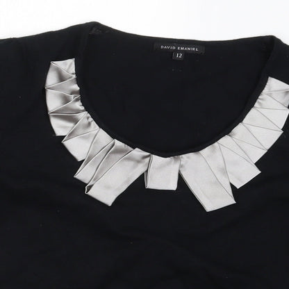 David Emanuel Womens Black  Knit Pullover Jumper Size 12