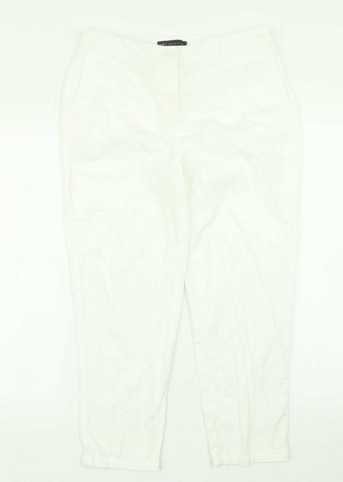 Womens UK Size 30 in M&S Collection Regular Fit Pedal Pusher White Trousers