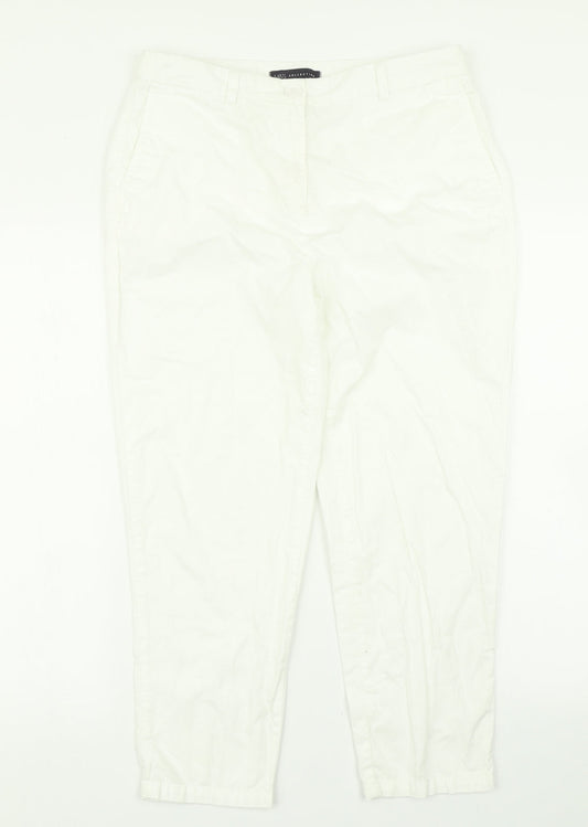 M&S Collection Womens White   Pedal Pusher Trousers Size 30 in L22 in