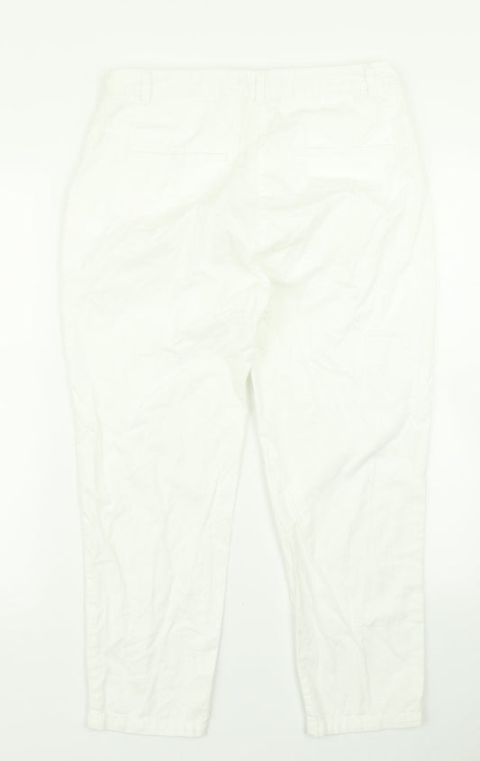 M&S Collection Womens White   Pedal Pusher Trousers Size 30 in L22 in