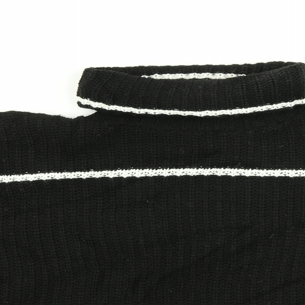 Boohoo Womens Black Striped Knit Pullover Jumper Size 10  - Cropped