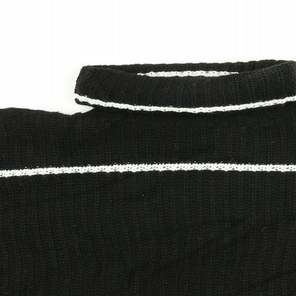 Boohoo Womens Black Striped Knit Pullover Jumper Size 10  - Cropped