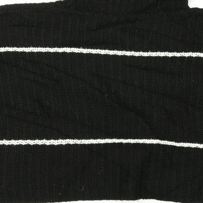 Boohoo Womens Black Striped Knit Pullover Jumper Size 10  - Cropped